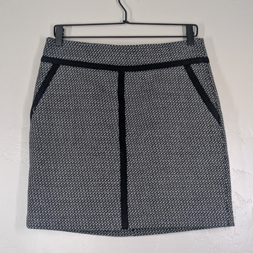 Loft Skirt Womens 6 Line Pocket Preppy Woven Textured Contrast Trim Office Siren